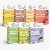 Amla, Reetha, Shikakai, Bhringraj, Hibiscus with Henna and indigo powder for Hair Care,  Combo Pack of 7, Each 200g